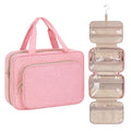Wedama Toiletry Bag for Women, Medium Cosmetic Travel Bag, Hanging Toiletry Bag for Bathroom, Thickened PVC Waterproof Makeup Bag, Toiletries Bag for Travel Business Trips and Camping, Pink