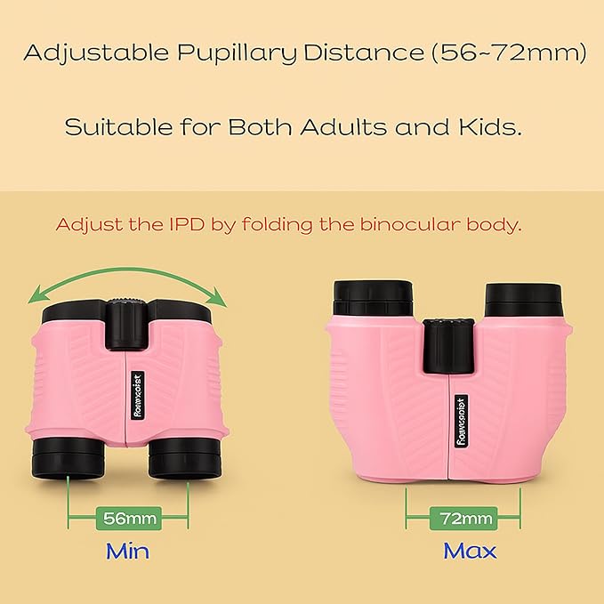 12x25 Compact Binoculars for Adults & Kids, High Powered Lightweight Waterproof Binoculars with Large Eyepiece, Low Light Vision for Bird Watching, Hunting, Travel, and Sightseeing