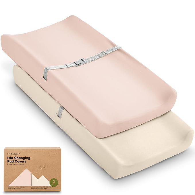 2-Pack Baby Changing Pad Covers for Girl, Boy, Neutral - Soft Viscose Derived from Bamboo Changing Table Pad Cover Sheets, Baby Nursery Diaper Changing Pad Cover, Contour Changing Pad Liner (Cameo)