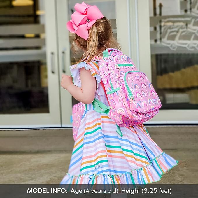 mibasies Toddler Backpack for Girls 2-4: Cute Kids Backpacks for Girls - Preschool Kindergarten Backpack - Rainbow Pink