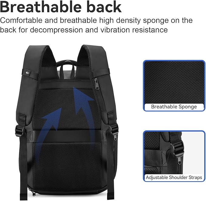 SOKOK Carry On Travel Backpack Waterproof Business Backpack with Laptop Compartment, Slim Hardshell Computer Backpack for Men and Women, White