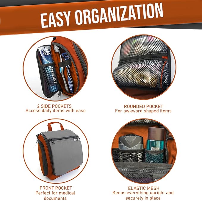 DD D&D Wanderlust D&D Hanging Travel Toiletry Bag for Men and Women – Cosmetics, Makeup and Toiletries Organizer Kit with 10 Compartments, YKK Zippers, XXL Metal Swivel Hook, Water-Resistant Nylon