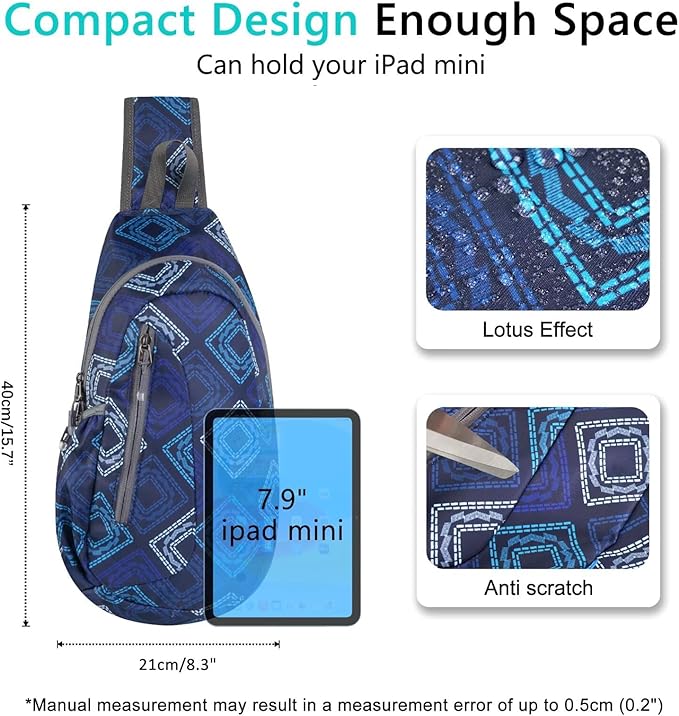 TITECOUGO Small Sling Bag, Lightweight Crossbody Backpack for Men Women, Shoulder Bag for Sports and Outdoor