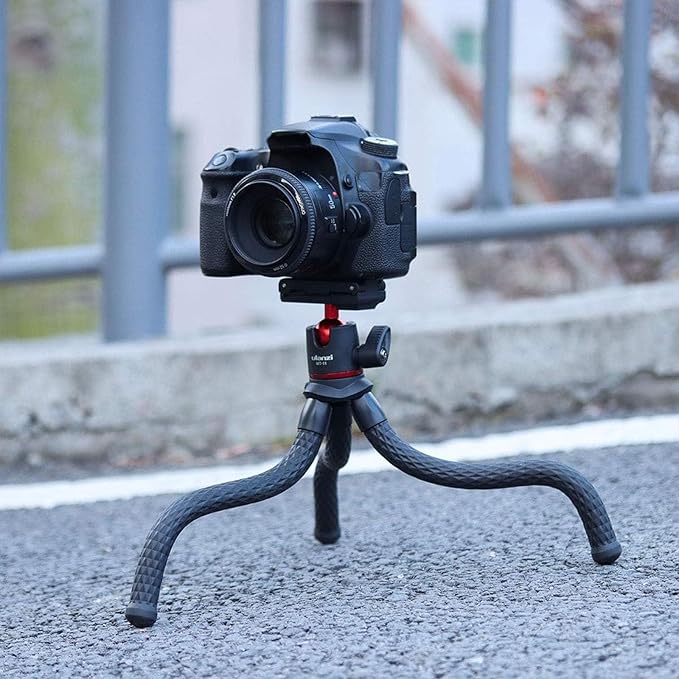 ULANZI Camera Tripod, Mini Flexible Stand w Hidden Phone Holder w Cold Shoe Mount, 1/4'' Screw f Magic Arm, Universal f iPhone 16 15 14 Pro Max XS Max X 8 Samsung Canon Nikon Sony DJ Pocket 3 Cameras