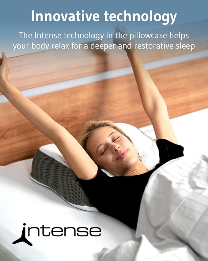 Travel pillow Re-Charge Intense with Activated Charcoal | Orthopedic cervical side sleeper pillow | Ergonomic memory foam against neck pain | Innovative Intense technology for deeper sleep