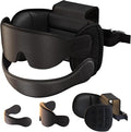 Travel Pillow Combo with Chin Strap, Airplane Pillows with 3D Eye Mask for Sleeping, 360° Support Plane Head Strap for All Plane Seats, Long Flights Essentials, Stop Bobblehead, Black