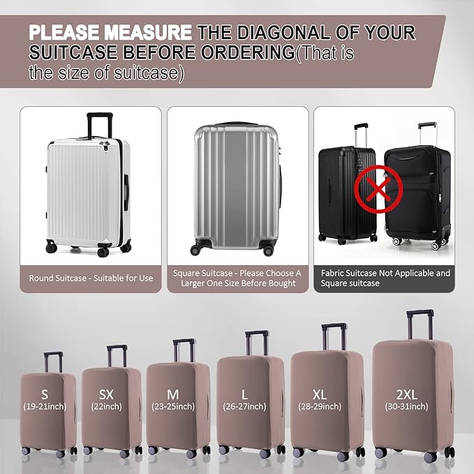 Travel Luggage Cover Suitcase Protector Scratch-Resistant Fit 19-31 Inch Suitcase, Not Included Suitcase (Khaki, M(24-25 inch))