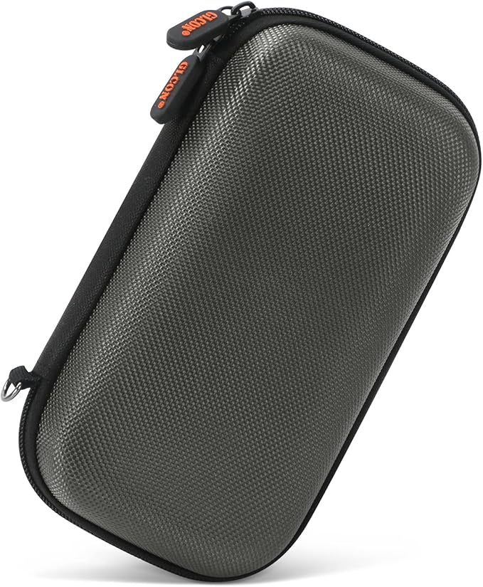 GLCON Dustproof Carrying Case Electronic Accessories Cable Organizer - Portable Small Travel Charger Case Power Bank Phone Pouch - Double Zippers Wallet Hard EVA Storage Carry Bag - Silver Grey