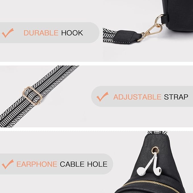Telena Small Sling Bag for Women Leather Crossbody Fanny Packs Chest Bag for Women