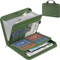 ENGPOW Accordion File Organizer,Fireproof Expanding File Folder with Multi Pockets,13 Pockets Document Organizer with Handle & Labels,Portable Home Travel Safe Storage for Letter A4 Files,Green