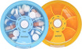INVODA Weekly Pill Organizer 7 Compartment Rotating Pill Box for Daily Medication & Vitamins - Portable Travel Pill Case Fish Oil Supplements Vitamins Organizer (Blue+Orange)