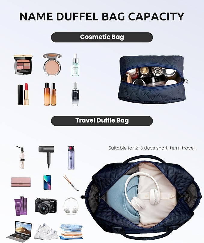 Gifts for Girls-Initial Duffle Bag with Shoe Compartment, Personalized Weekender Bag, Monogram Overnight Bag, Letter Travel Bag with Makeup Bag，Personalized Gift Idea for Women Her (Letter G)
