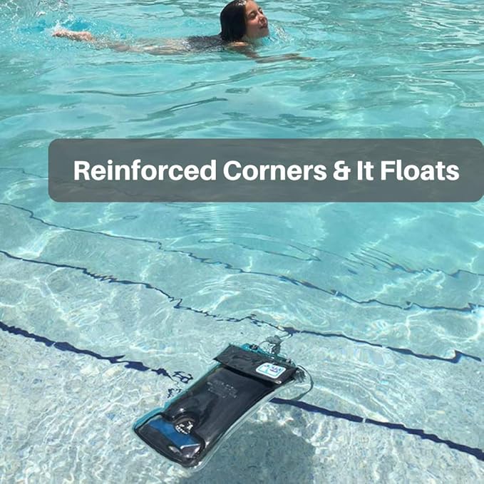 AquaVault 100% Waterproof Floating Smart Phone Case & Money Pouch - Fits All Phones - Made from Premium Heavy Duty PVC for Added Drop Protection - Includes Adjustable Neck Strap. Pink