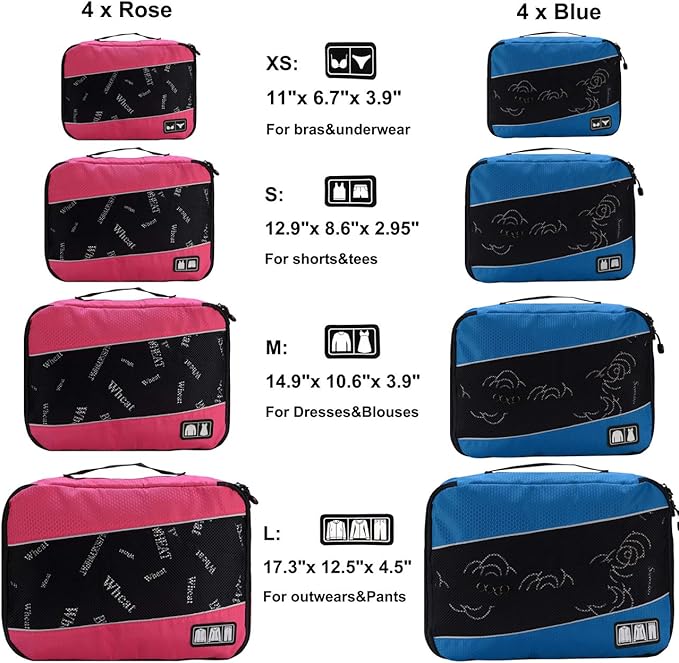 Packing Cubes Luggage Bags Organizer Durable Travel Accessories With Clothing Label