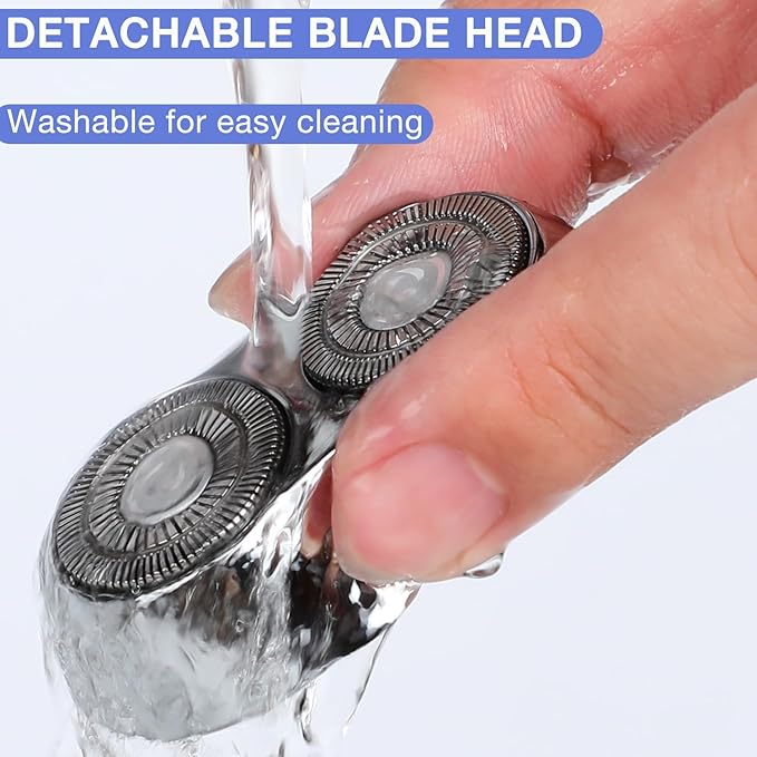 2025 New Model Mini Dual-Head Electric Shaver, Electric Mini Portable Razor, Pocket Size Washable Double Head Razor, Rechargeable Waterproof Compact Electric Shaver for Home, Car, Travel (Blue)