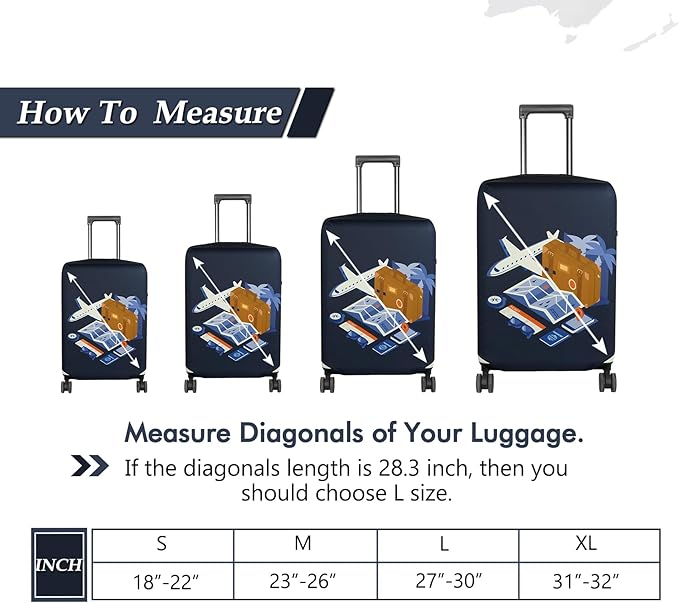 HYPER VENTURE Washable Luggage Cover - Fashion Suitcase Protector Fits 23-26 Inch Luggage (Journey, M)