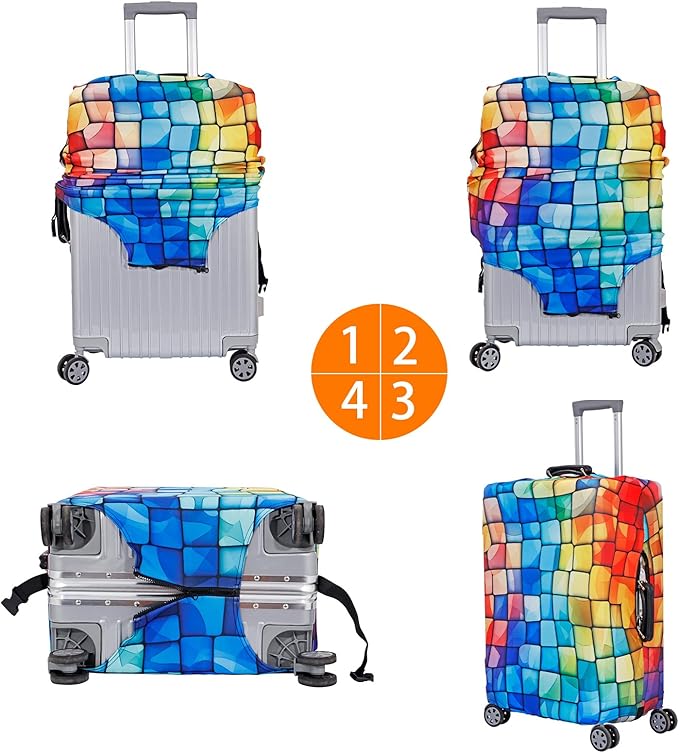 MosaiRudo Travel Luggage Covers For Suitcase Tsa Approved,Suitcase Cover Protector Fit 18-32 Inch Luggage Travel Accessories (T2501, M)