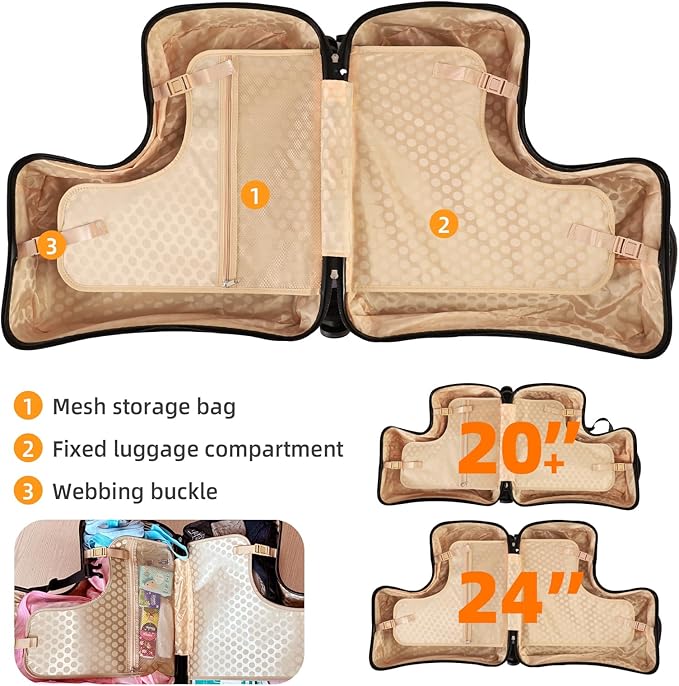 Hardside Ride on Kids Luggage with 4 Spinner Wheels for Girls and Boys,Rolling Childrens Travel Suitcase with Seat and Safety Belt for Toddler Ages 2-6,Verify Carry-on policy 21 Inch Pink