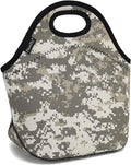 FlowFly Neoprene Lunch Tote Insulated Thermal Reusable Lunch Bag Box for Boys Men with Zipper (Digital Camo)