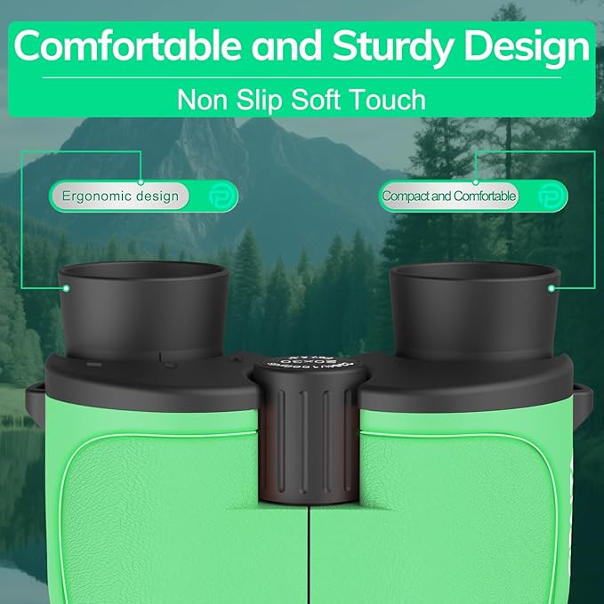 Compact Binoculars for Adults High Powered - OPAITA 20x32 Small Binoculars for Adults Kids with Low Light Vision for Hunting Cruise Ship Travel Concert Hiking Light Green