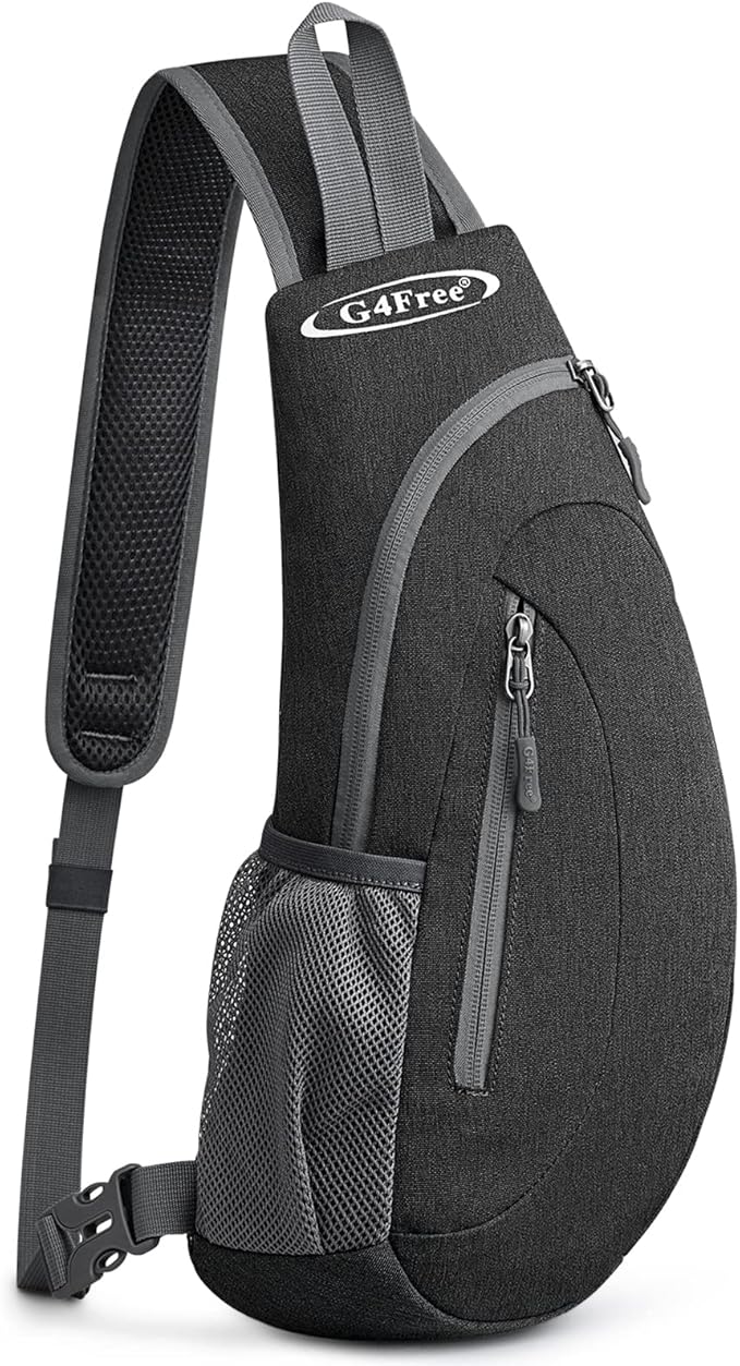 G4Free Sling Bag for Men Women, Small Crossbody Backpack Lightweight Chest Shoulder Bags for Travel, Outdoor and Sports (Dark Grey)