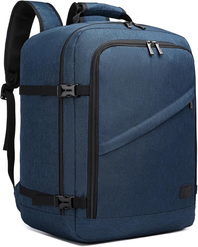 Kono Carry on Backpack, 18" Airplane Approved Under Seat Travel Backpack for Men and Women, Waterproof Lightweight Daypack for Flight 30L (Navy, Medium)