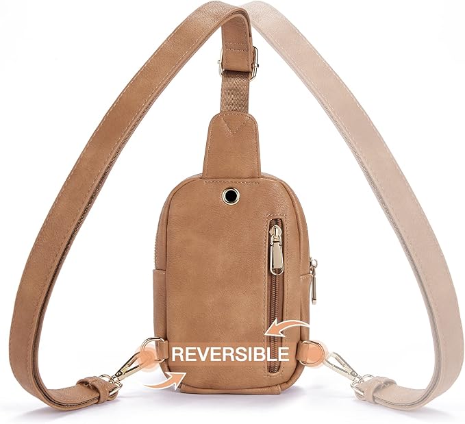Telena Small Sling Bag for Women Leather Crossbody Fanny Packs Chest Bag for Women