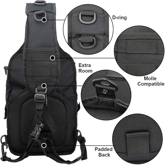 hopopower Tactical Sling Bag Pack Military Rover Shoulder Backpack EDC Assault Range Bag, Water-Resistant