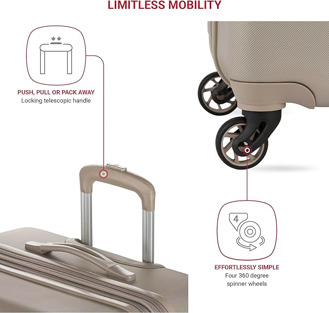 SwissGear 7366 Hardside Expandable Luggage with Spinner Wheels, Sand, 2-Piece Set (19/27)