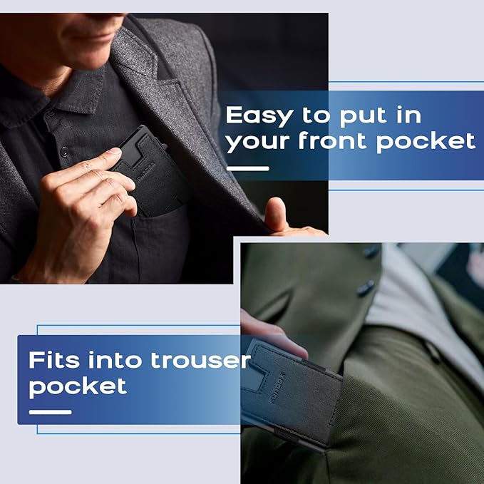 Mens Business Card Holder, Slim Card Wallet for Men and Women, Minimalist RFID Blocking Wallet with Pop-Up Function, Thin Design, Metal Cases Holds 6+6 Cards, Gifts for Men, Men's Accessories