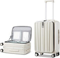Hanke 24 Inch Checked Luggage PC Hard Case Luggage Top Opening Aluminum Frame Travel Luggage Suitcases with Wheels for Woman Men.(Ivory white)