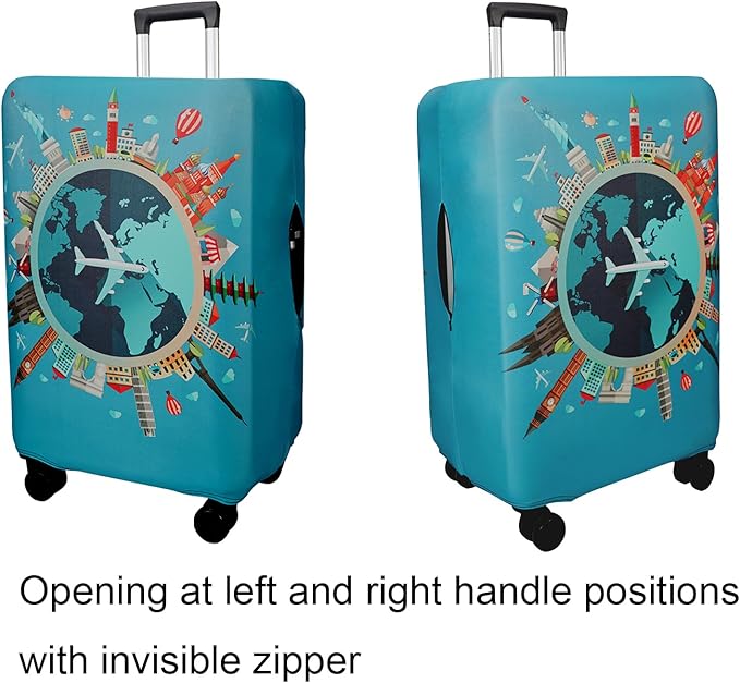 WUJIAONIAO Travel Luggage Cover Baggage Suitcase Cover Protector Skins 18-32 Inch (A15 Go Travel, XL (for 29-32 inch luggage))