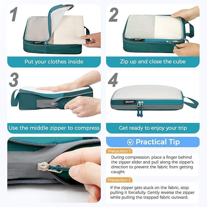 BAGAIL 6 Set Ultralight Compression Packing Cubes Packing Organizer for Travel Accessories Luggage Suitcase Backpack