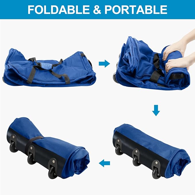 Finnhomy 120L Foldable Rolling Duffel Bag with 3 Wheels, Light Weight Travel Duffel bag with Large Loading Capacity, 32 inch Rolling Duffel bag with Shoulder Strap for Travel Camping Sports