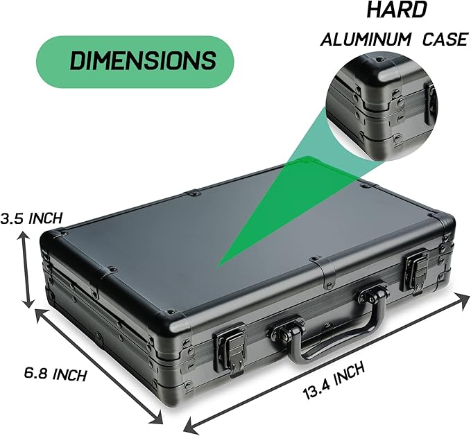 10 slots Aluminum watch case, Hard Deluxe watch storage organizer box with soft foam padding snug fit watches up to 55mm face