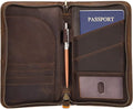 Polare Full Grain Leather Passport Holder With YKK Zipper RFID Blocking Travel Document Organizer Ticket Holder Cover Case Holds 2 Passports (Dark Brown)