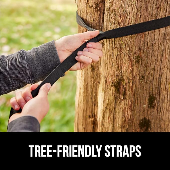 GORILLA GRIP Durable Portable Camping Hammock, Holds 400lbs with Heavy Duty Tree Straps, Comfortable Travel Swing, Camp Hammocks, Easy to Use and Install, Outdoor Essentials, Green, 9x4.5 FT