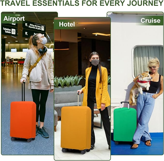 PATIKIL Luggage Cover, Suitcases Covers Elastic Carry on Cover Protector Washable Scratch-Resistant Fits 26-27 Inch Luggage for Travel Business Trips, Khaki