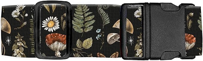Luggage Straps for Suitcases Travel Belt Accessories, Cute Suitcase Strap, Adjustable Luggage Belt Strap, Heavy Duty with Quick-Release Buckle Luggage Strap Boho Mushrooms