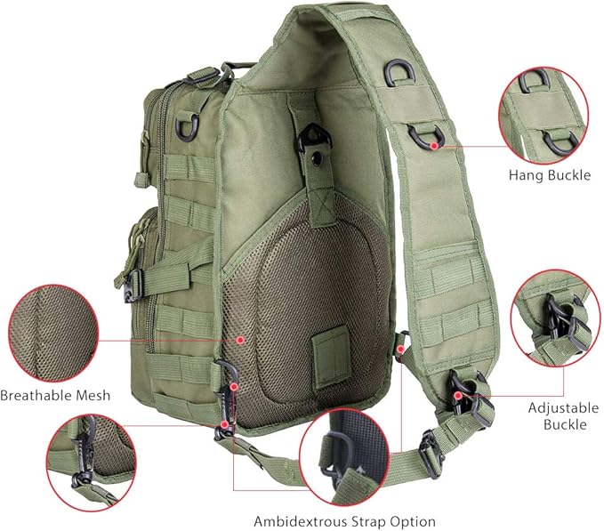 hopopower Tactical Sling Bag Pack Military Rover Shoulder Backpack EDC Assault Range Bag, Water-Resistant