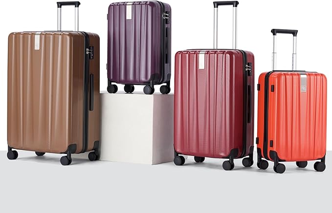 Hanke 20 Inch Expandable Carry on Luggage 22x14x9 Airline Approved Lightweight PC Hard Shell Suitcases with Wheels Tsa Luggage Rolling Suitcase Travel Luggage Bag for Weekender(Burgundy)