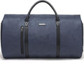 Modoker Convertible Leather Garment Bag, Carry on Garment Bags for Travel, Garment Duffel Bag, Gifts for Men Women Business Waterproof Suitcase Suit Travel Bags, Blue