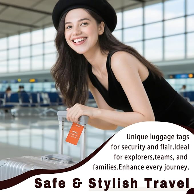 4PCS Personalized Luggage Tags for Travel Durable Aluminium Luggage Tags for Suitcases Custom Bag Tags for Backpacks Heavy Duty Personalized Name Tags for Birthday Gifts(Small,Purple)