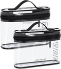 BAGSMART TSA Approved Toiletry Bag, 2 Pack Clear Makeup Cosmetic Bag Organizer, Quart Size Travel Bag for Toiletries, Carry-on Travel Accessories Essentials, Black-2pcs