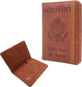 Melsbrinna Premium Leather Passport Holder Covers Case, Waterproof Rfid Blocking Travel Wallet Passport Holder with Pen Holder, Cute Passport Book for Women/Men