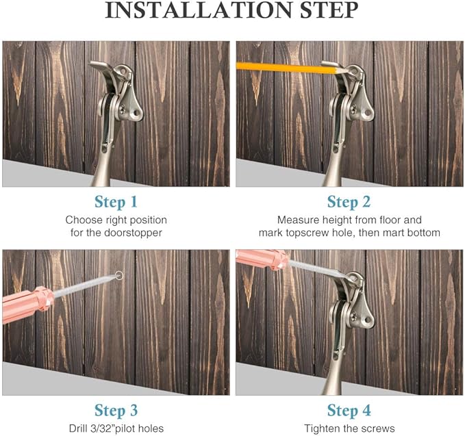 Door Stopper, One-Touch semi-Automatic Metal Door Stopper, with Non-Slip Rubber Tip for Wood, Concrete, Tiled, and Carpeted Floors (4inch x 20pack, Satin Nickel)