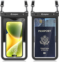 Waterproof Phone Pouch - 8.5in Waterproof Phone Case with Lanyard, IPX8 Cell Phone Dry Bag Beach Essentials for iPhone 16 15 14 Pro Max, Galaxy S25 S24 Ultra, 2 Pack