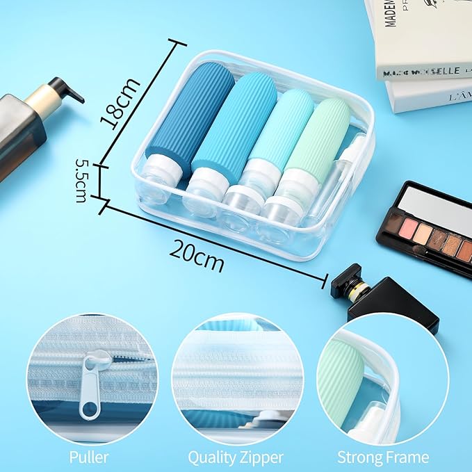 16 Pack Travel Bottles for Toiletries, Large 6oz Silicone Travel Containers jar for Toiletries, Leak Proof Refillable Liquid Shampoo And Conditioner Travel Essentials toiletry Bottles
