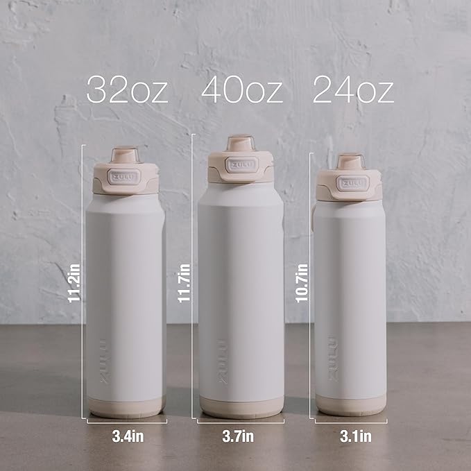 ZULU Powerfill Pro 32oz Stainless Steel Water Bottle with Quick Fill Lid, Triple Walled Vacuum Insulated Metal, Leak Proof Locking Lid, Sip and Chug, Reusable BPA Free, Sherbert