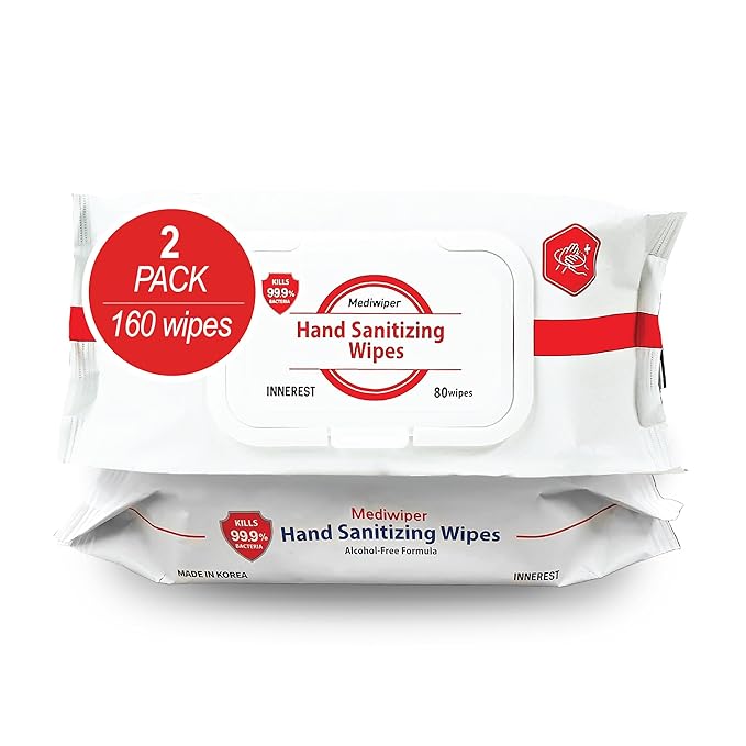 Mediwiper - 160 Wipes (80 * 2PK) Alcohol-Free Sanitizing Wipes Disinfecting Large Unscented Wet Wipes Bulk, Hand Sanitizer
